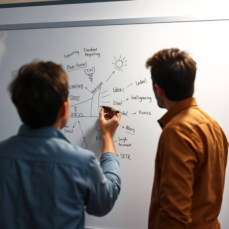 En person som planlegger og skriver ned ideer på et whiteboard.
